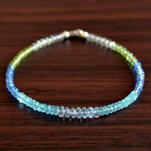 Green and Blue Gemstone Beaded Bracelet